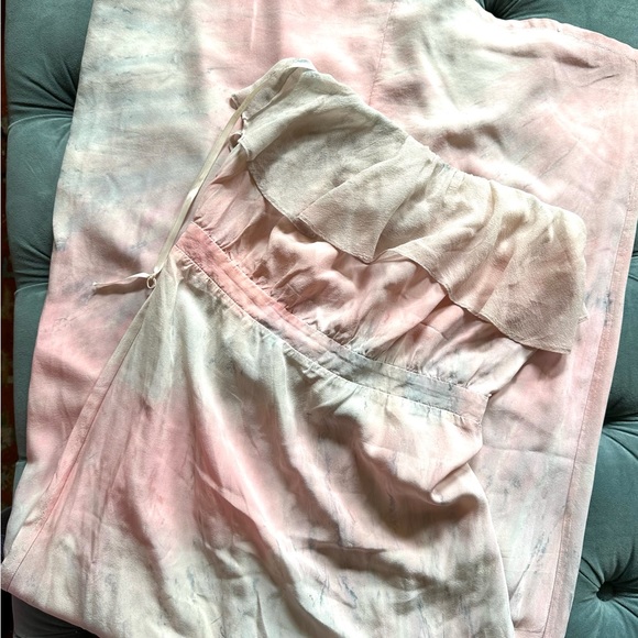 Gypsy 05 silk strapless maxi dress with ruffle tube top style tie dye pastel sm - Picture 6 of 13